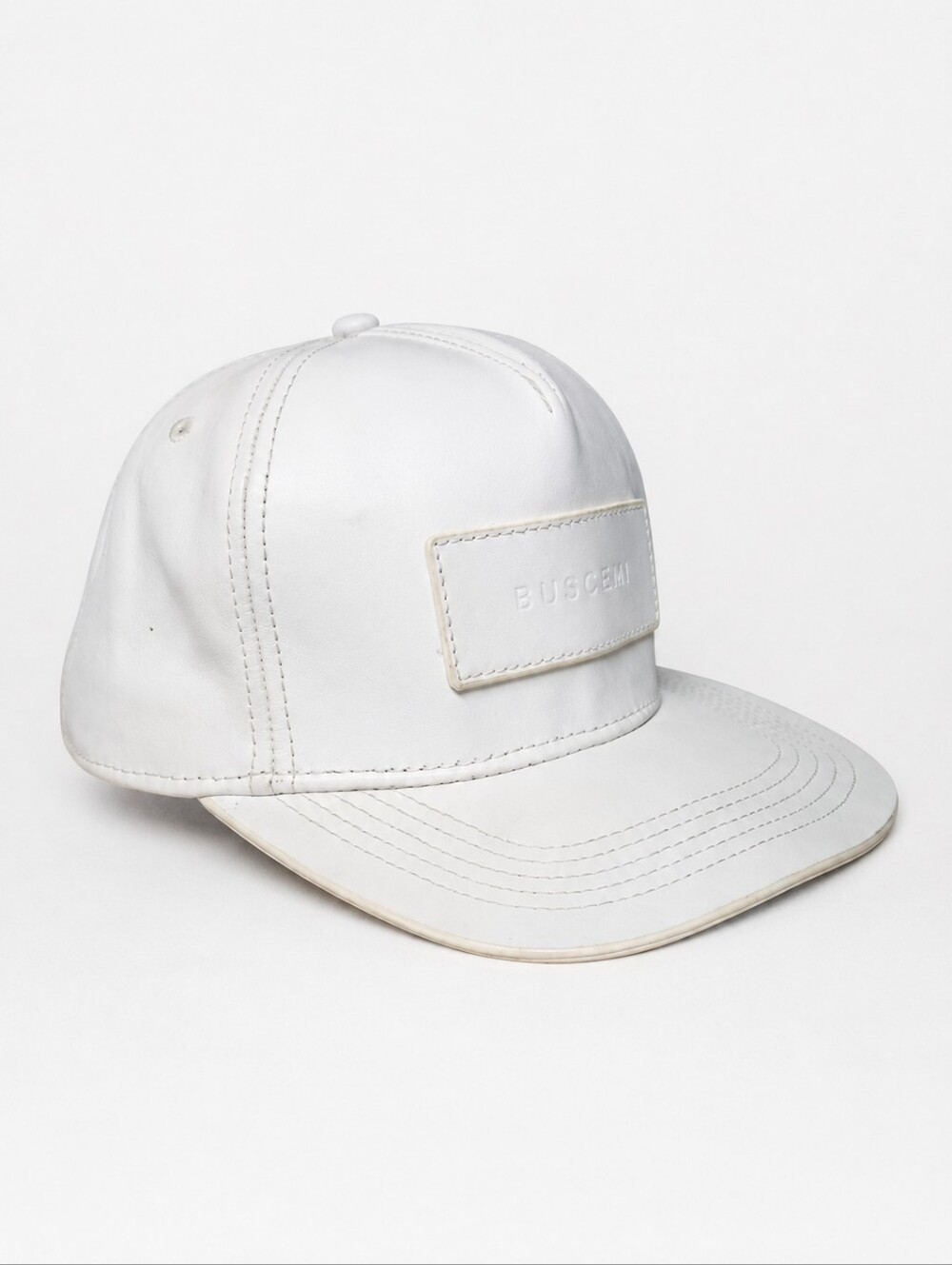 BUSCEMI | Snapback White Leather Baseball Cap / Hat